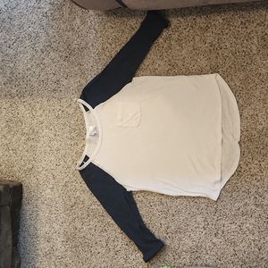Navy and white baseball tee h&m size S 3/4 sleeve